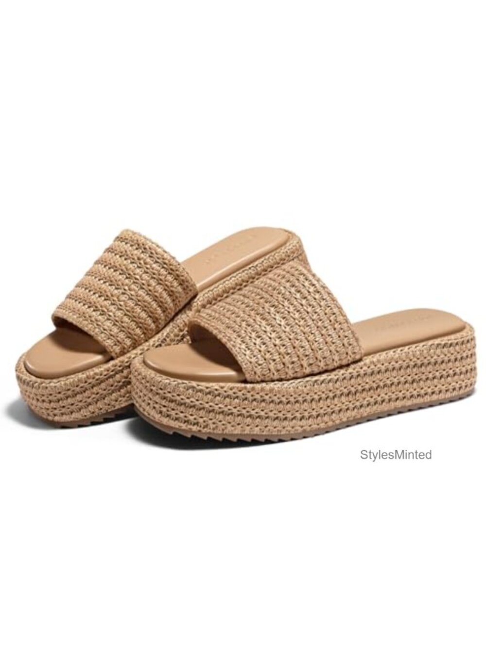 Women's Espadrille Platform Sandals Boho Raffia Slip On Open Toe Cute Summer